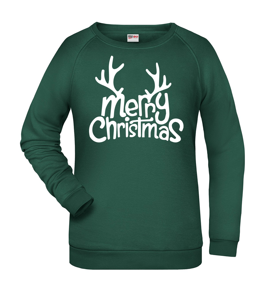 Felpa Natale donna MERRY CHRISTMAS - Verde