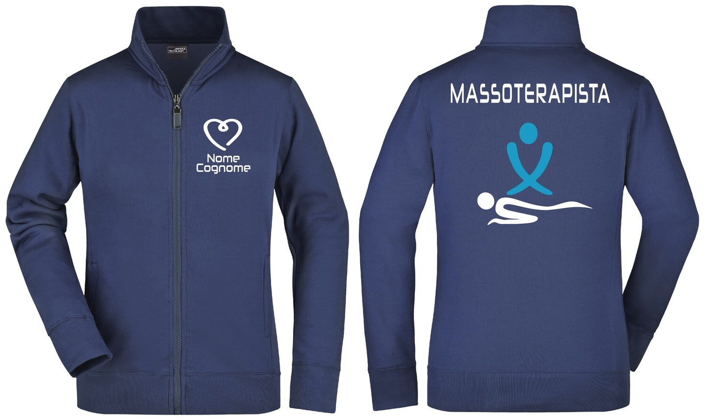 Felpa Fisioterapista - Osteopata - Massofisioterapista - Massoterapista Full Zip - Personalizzata con nome