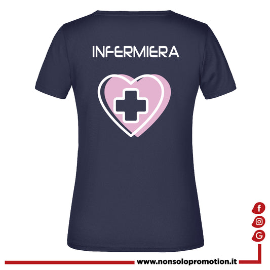 T-shirt Infermiera New CUORE ROSA - Personalizzata con nome