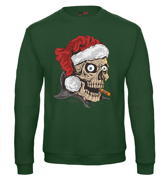 Felpa Natale uomo SKULL CLAUS - Verde