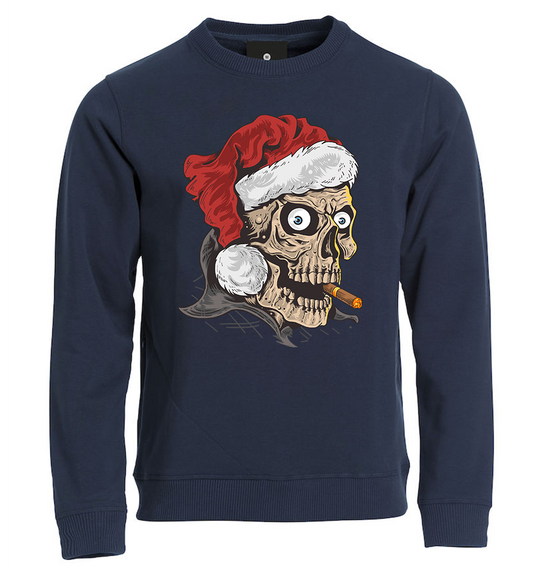 Felpa Natale uomo SKULL CLAUS - Blu