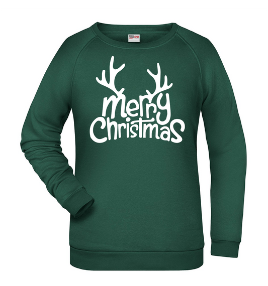 Felpa Natale donna MERRY CHRISTMAS - Verde