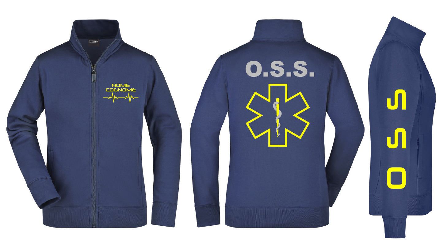 Felpa Oss Full Zip - Personalizzata fluo con nome