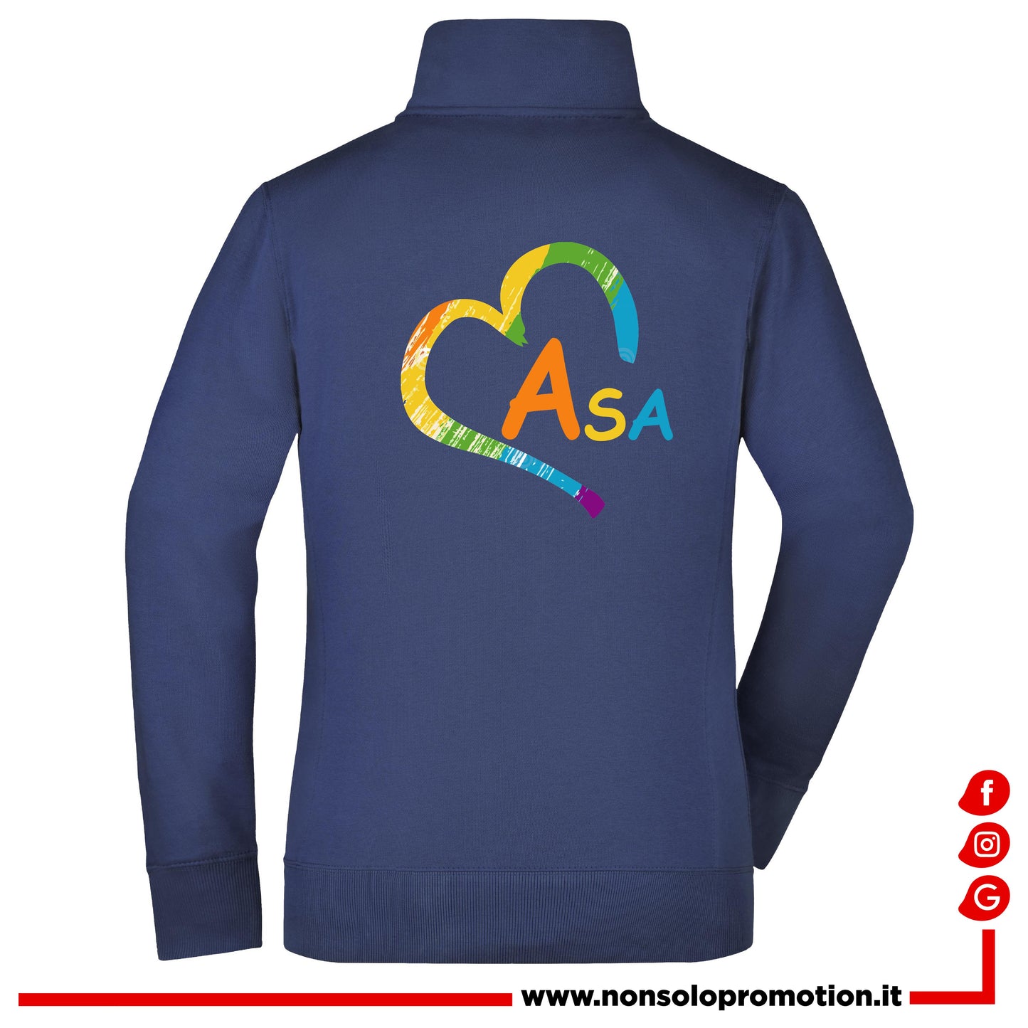 Felpa A.S.A. Full Zip Cuore - Personalizzata con nome