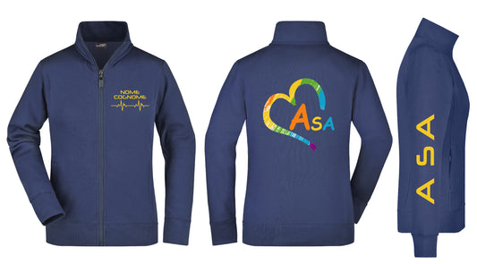 Felpa A.S.A. Full Zip Cuore - Personalizzata con nome