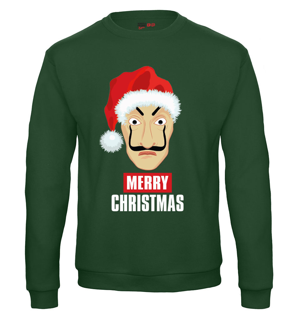 Felpa Natale uomo CASA DE PAPEL - Verde