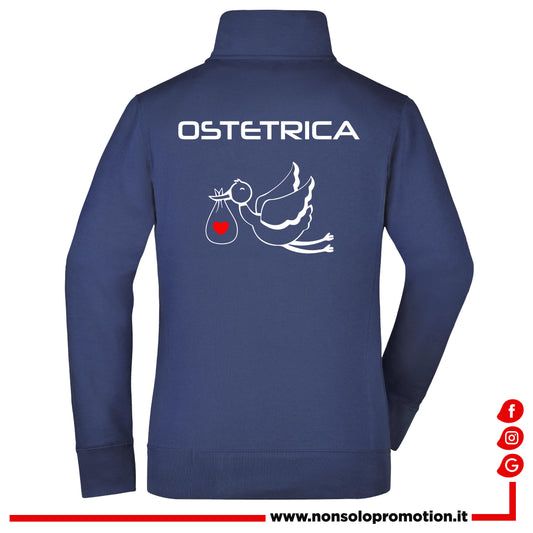 Felpa Ostetrica e Ostetrico Cicogna Full Zip - Personalizzata con nome