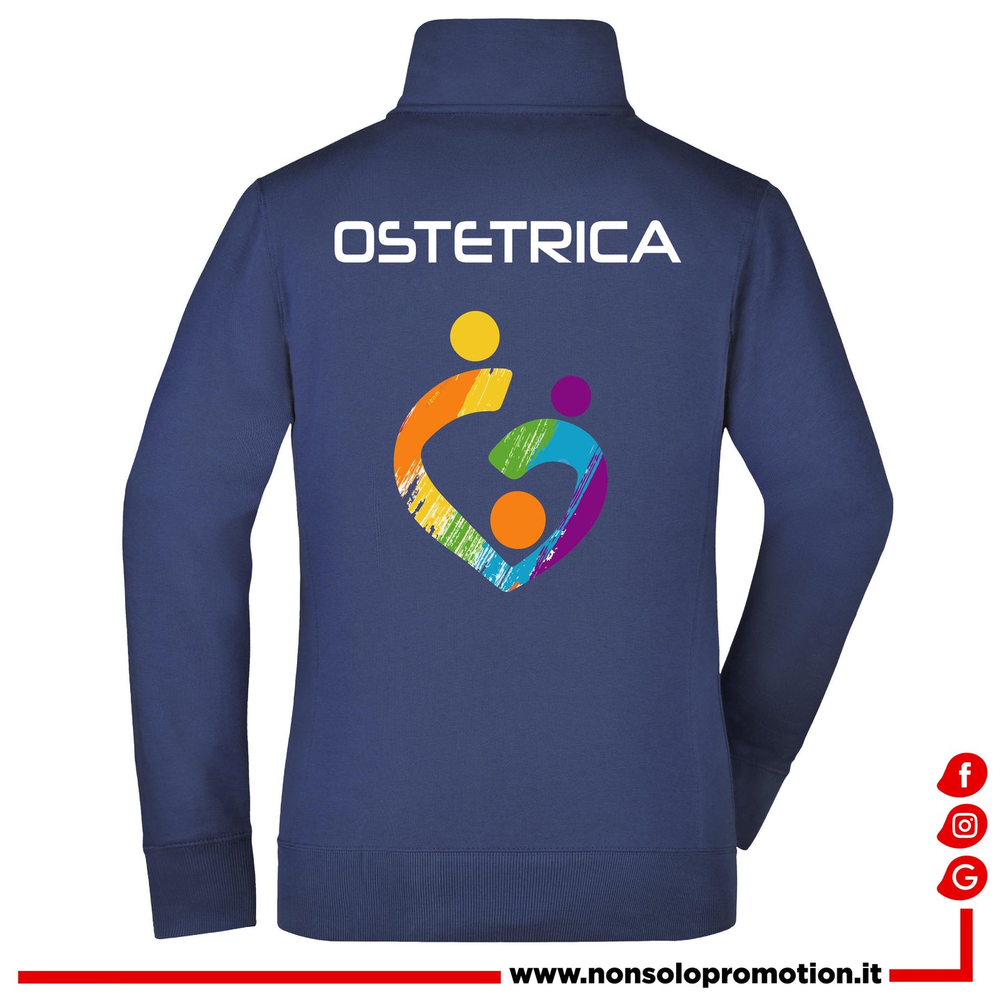 Felpa Ostetrica e Ostetrico Famiglia Full Zip - Personalizzata con nome