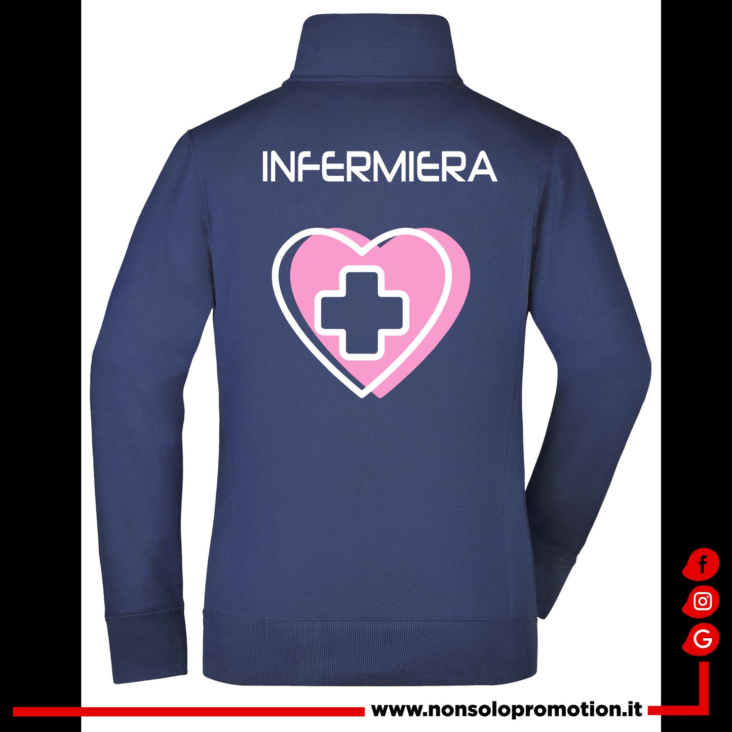 Felpa New infermiera cuore rosa Full Zip - Personalizzata con nome
