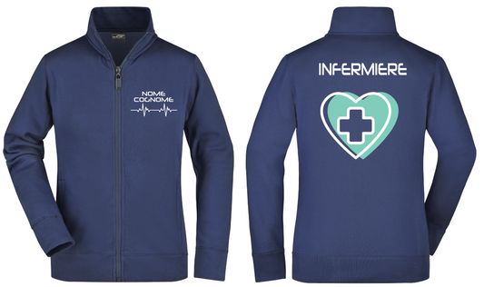 Felpa New infermiere cuore Tiffany Full Zip - Personalizzata con nome