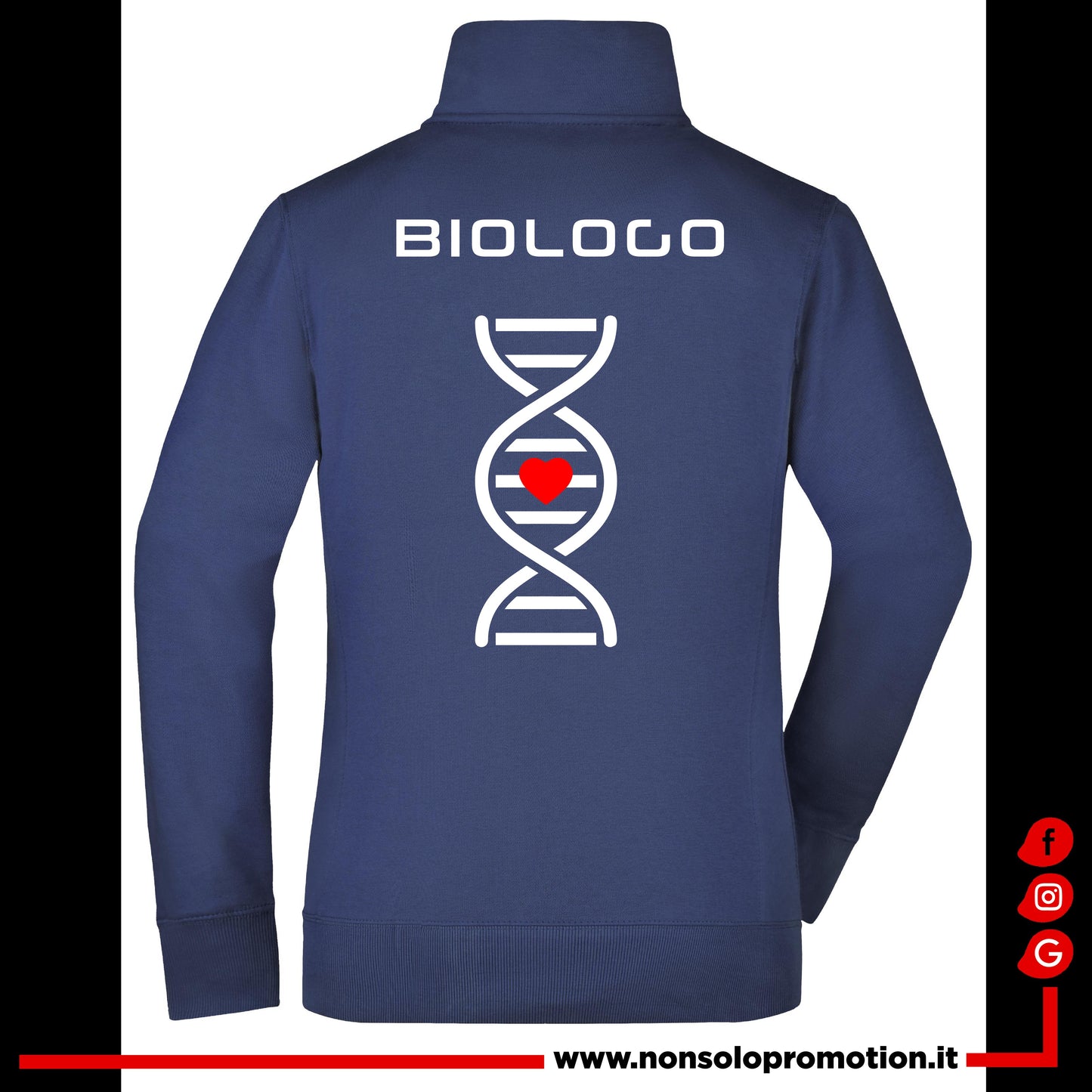 Felpa Biologo Dna full zip - Personalizzata con nome