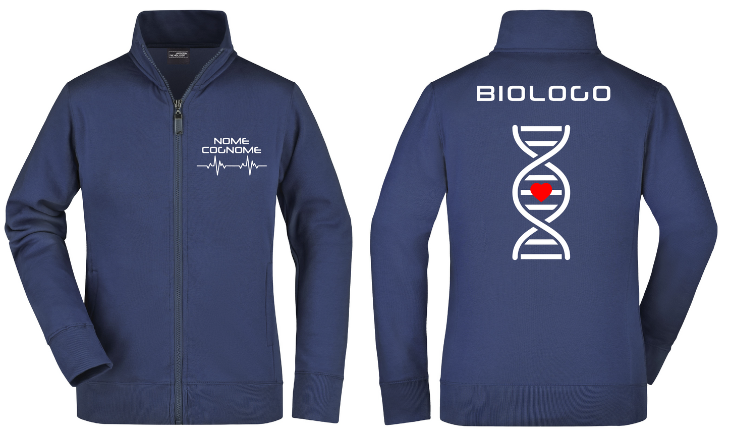 Felpa Biologo Dna full zip - Personalizzata con nome