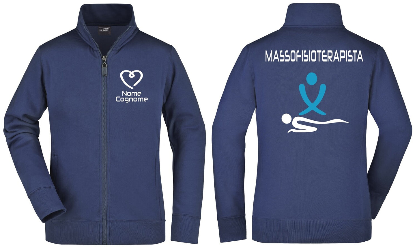 Felpa Fisioterapista - Osteopata - Massofisioterapista - Massoterapista Full Zip - Personalizzata con nome
