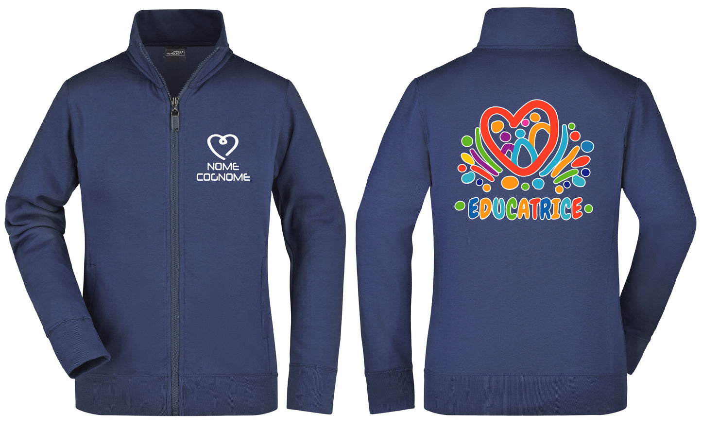Felpa Educatore - Educatrice Full Zip - Personalizzata con nome