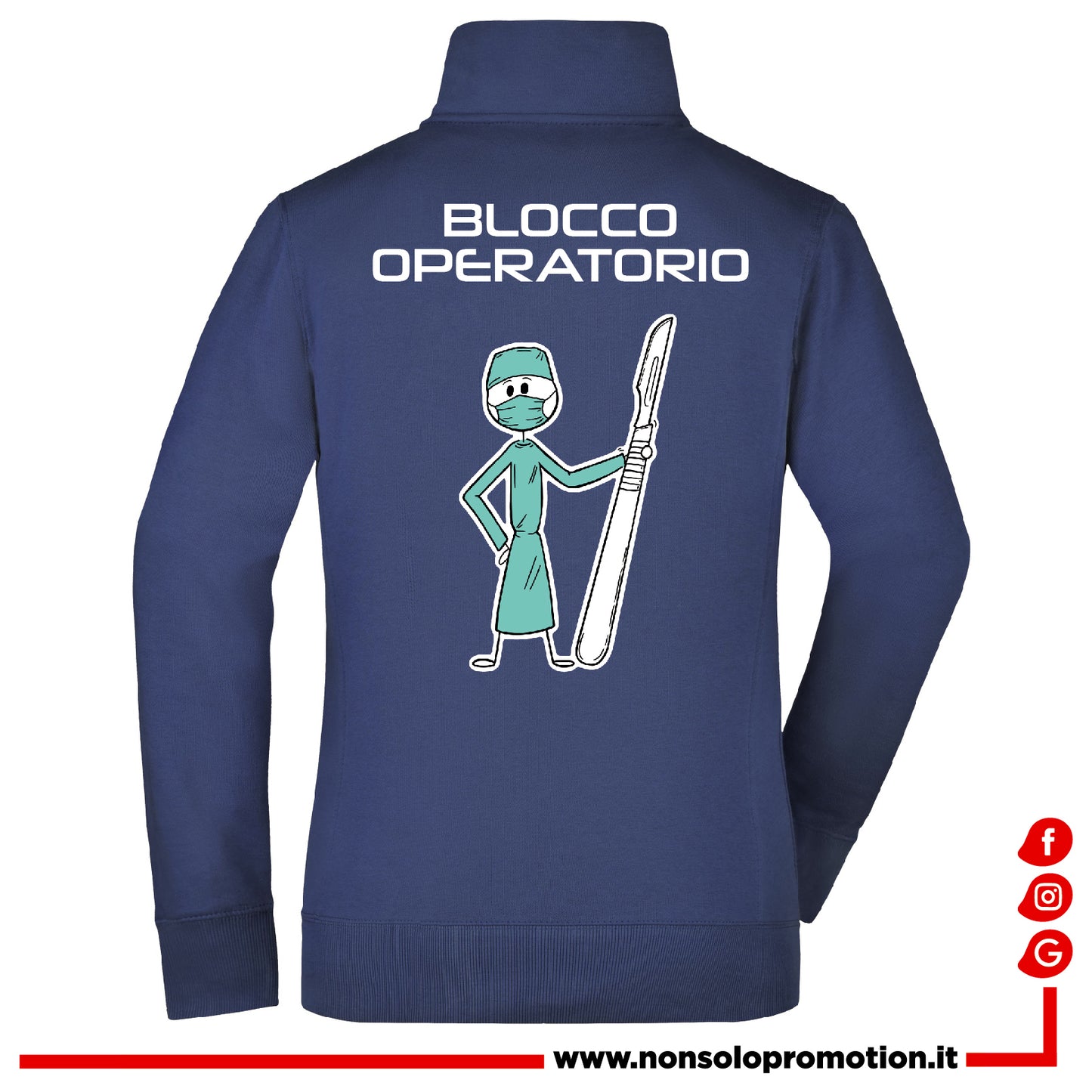 Felpa Blocco Operatorio - Sala Operatoria Full Zip - Personalizzata con nome