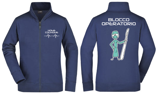 Felpa Blocco Operatorio - Sala Operatoria Full Zip - Personalizzata con nome