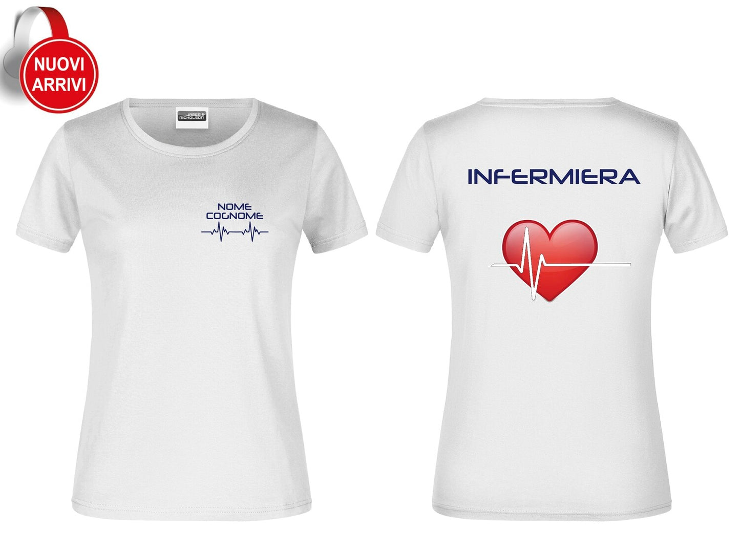 T-shirt Infermiere CUORE ROSSO - Personalizzata con nome