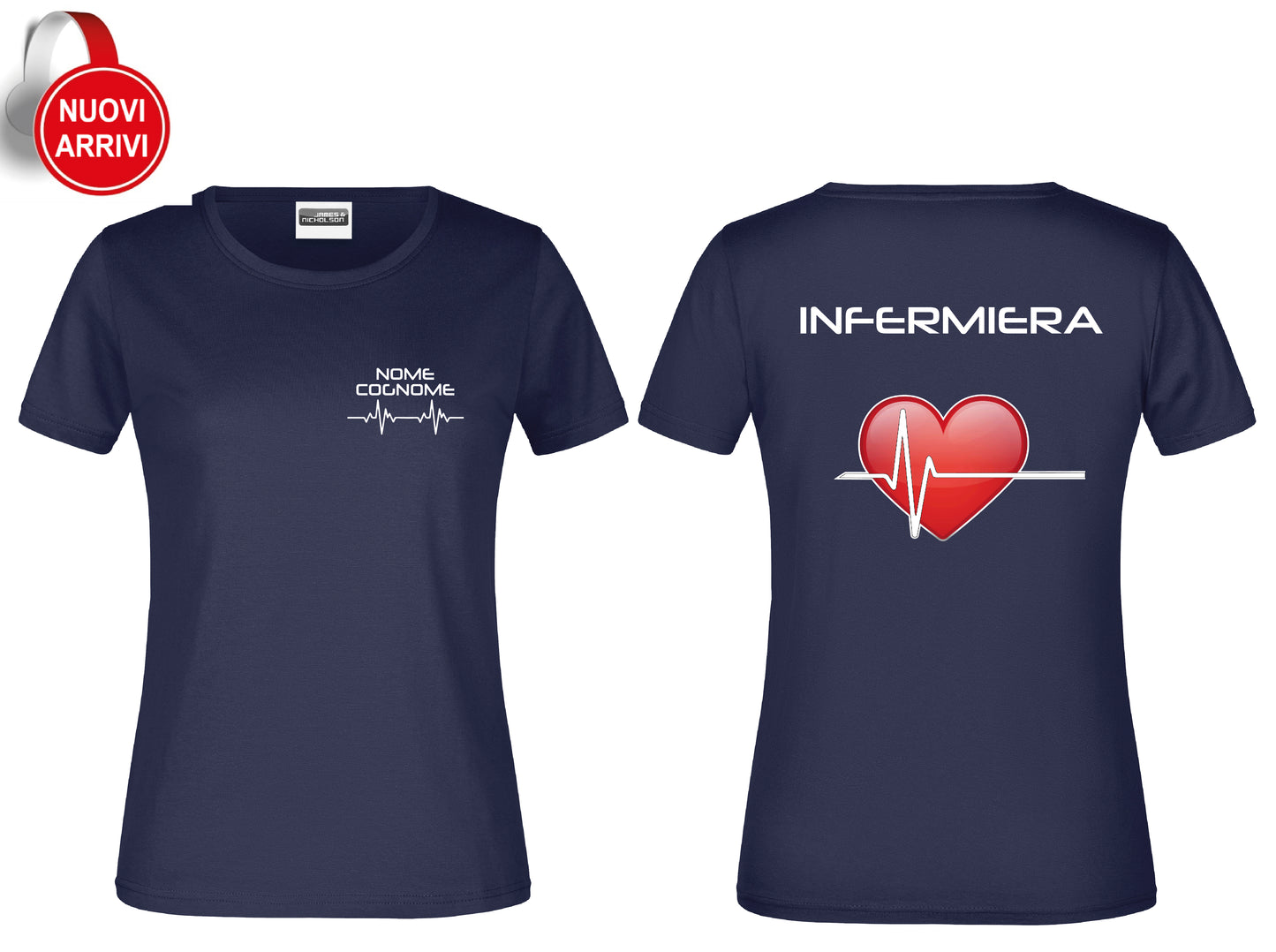 T-shirt Infermiere CUORE ROSSO - Personalizzata con nome