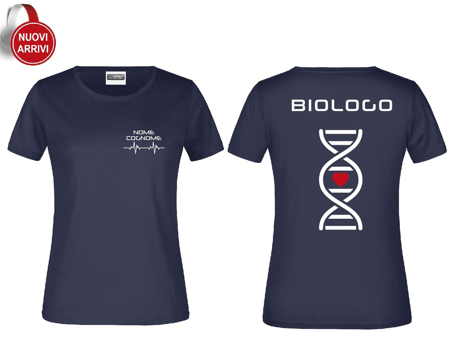 T-shirt Biologo e Biologa DNA - Personalizzata con nome