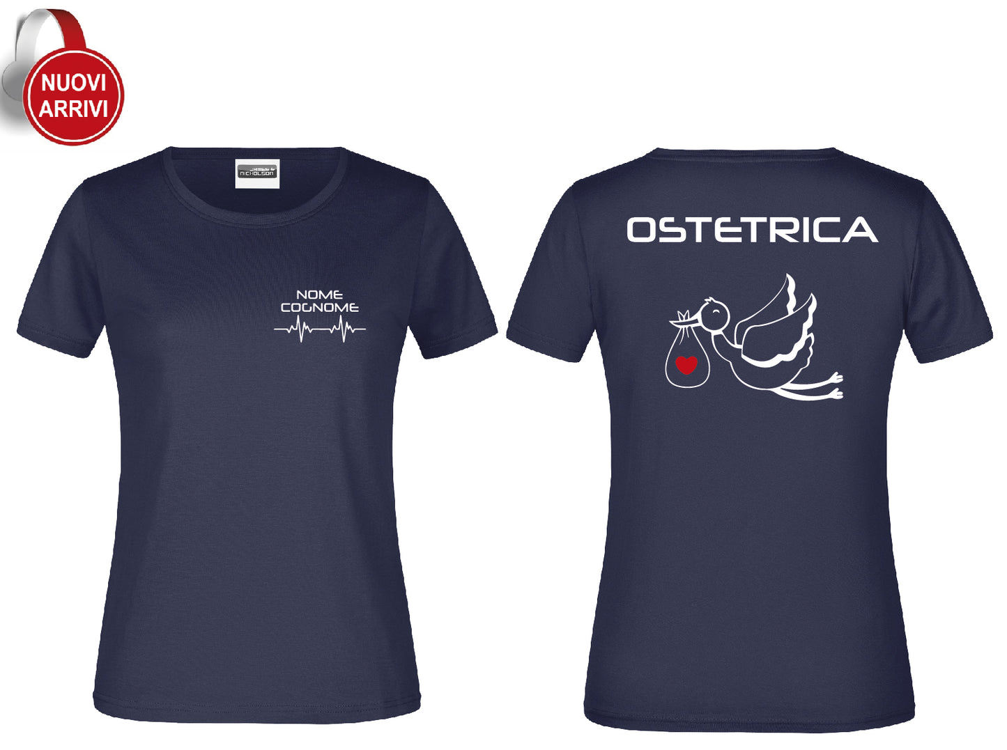 T-shirt Ostetrica e Ostetrico - Personalizzata con nome