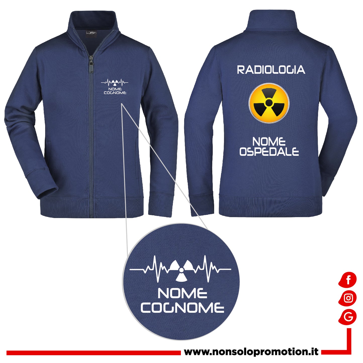 Felpa Radiologia Full Zip - Personalizzata con nome