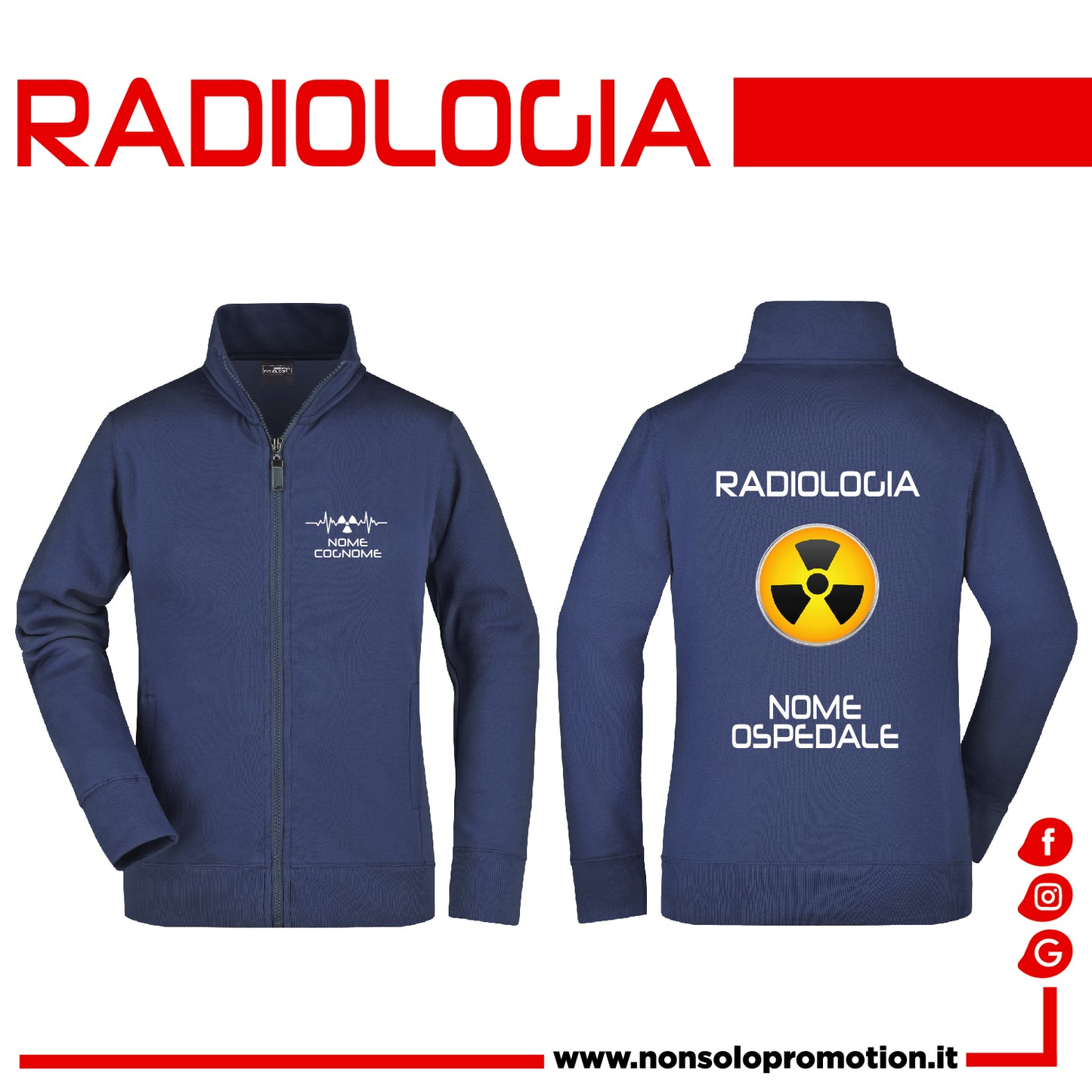 Felpa Radiologia Full Zip - Personalizzata con nome