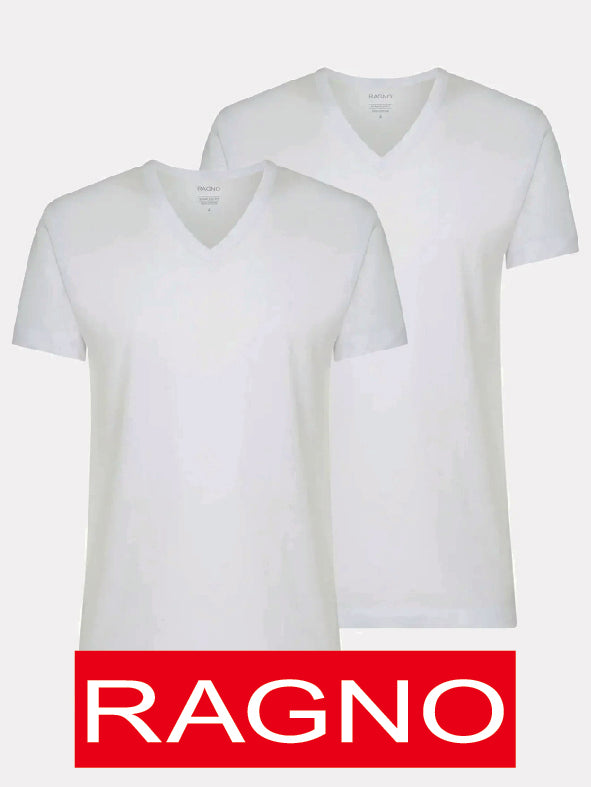T-shirt Maglificio Ragno maglietta Scollo V in cotone Bianco Bipack 2x1