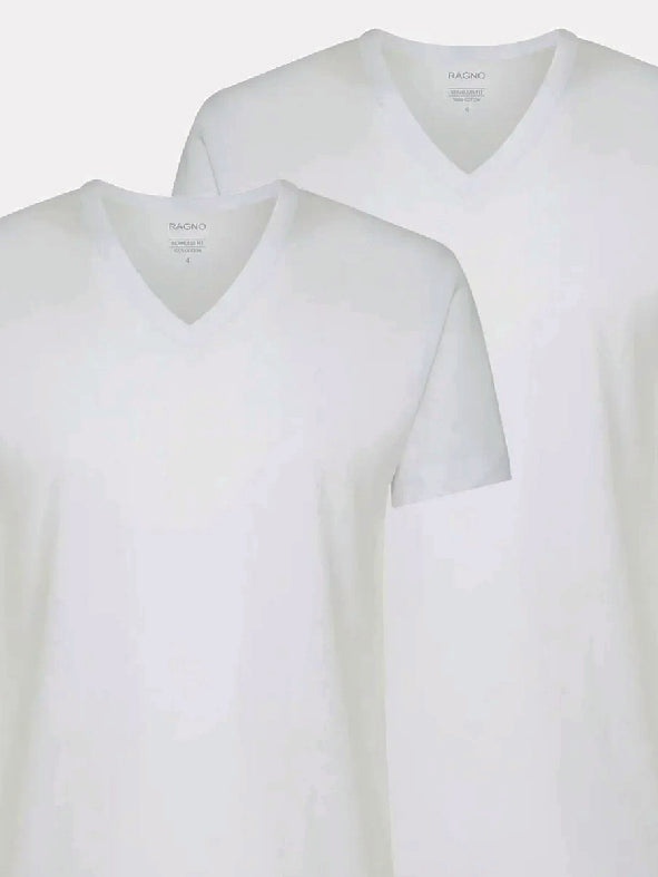T-shirt Maglificio Ragno maglietta Scollo V in cotone Bianco Bipack 2x1