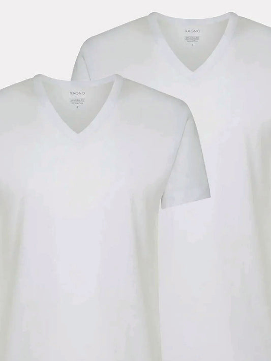 T-shirt Maglificio Ragno maglietta Scollo V in cotone Bianco Bipack 2x1