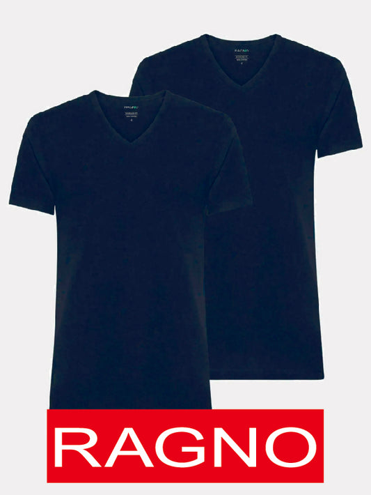 T-shirt Maglificio Ragno maglietta Scollo V in cotone Blu Bipack 2x1