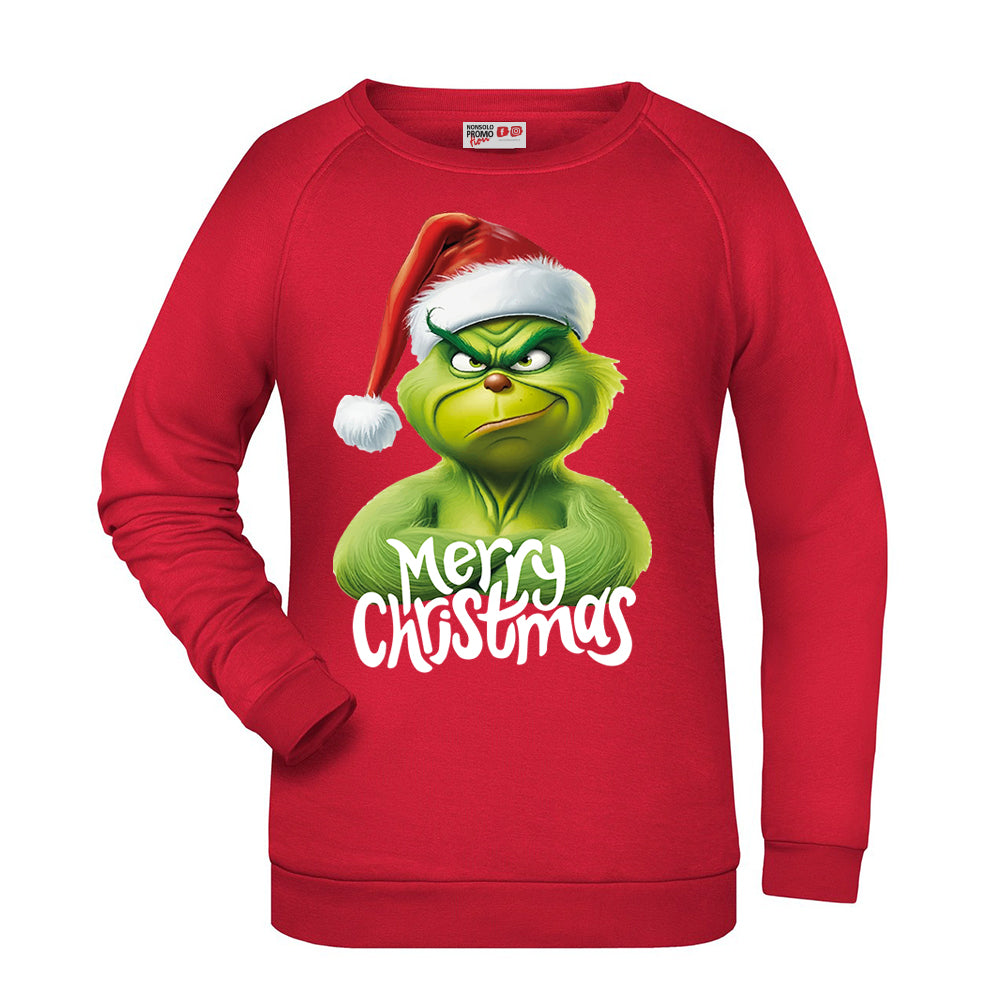 Felpa Natale donna merry christmas IL GRINCH  New 2024 - Rossa