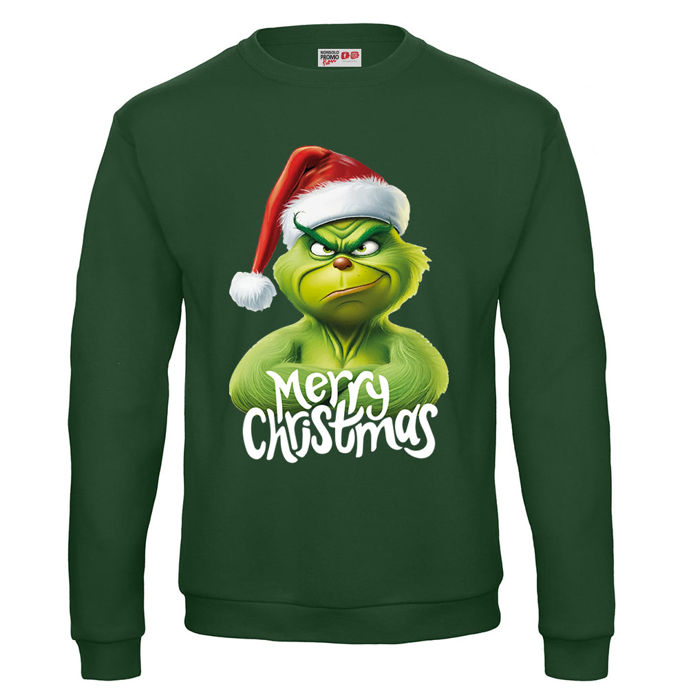 Felpa Natale  uomo IL GRINCH  merry christmas new 2024 - Verde