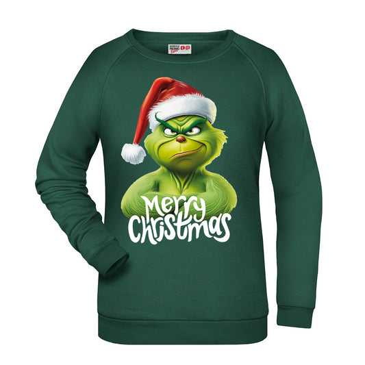 Felpa Natale donna merry christmas IL GRINCH  New 2024 - Verde