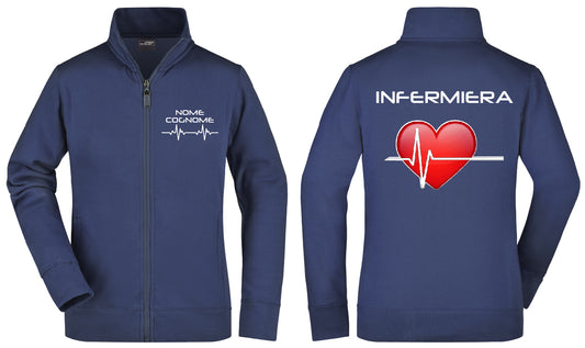 Felpa infermiere Full Zip - Personalizzata con nome