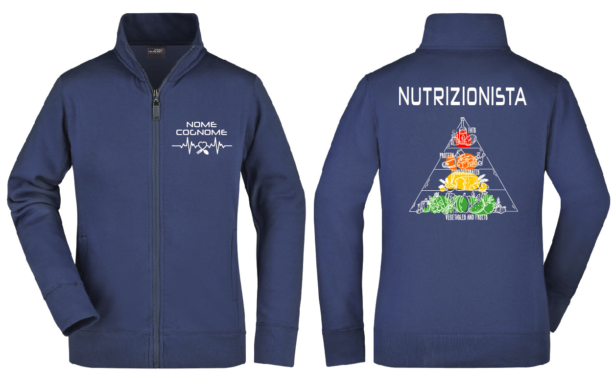 Felpa Nutrizionista Dietologo Full Zip - Personalizzata con nome